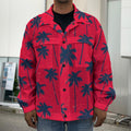 Black Red Palm Tree Pattern Print Men's Shirt Jacket