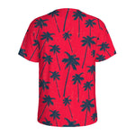 Black Red Palm Tree Pattern Print Men's Sports T-Shirt