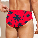 Black Red Palm Tree Pattern Print Men's Swim Briefs