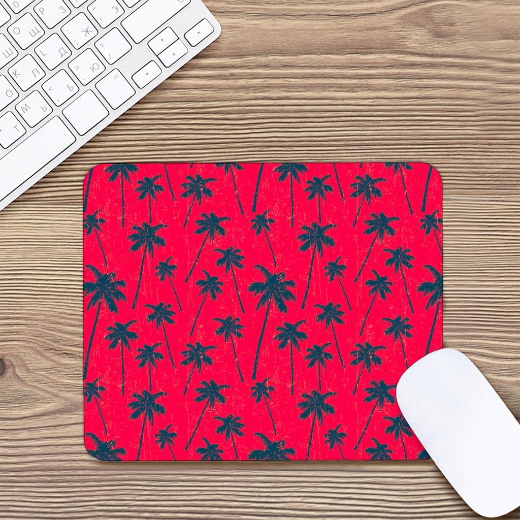 Black Red Palm Tree Pattern Print Mouse Pad
