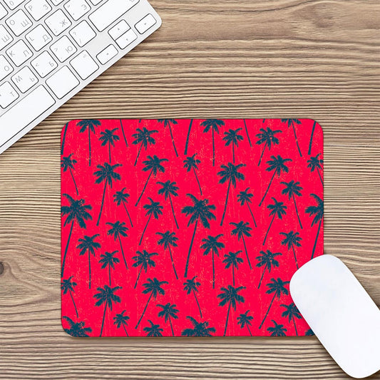 Black Red Palm Tree Pattern Print Mouse Pad