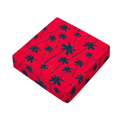 Black Red Palm Tree Pattern Print Outdoor Seat Cushion Cover