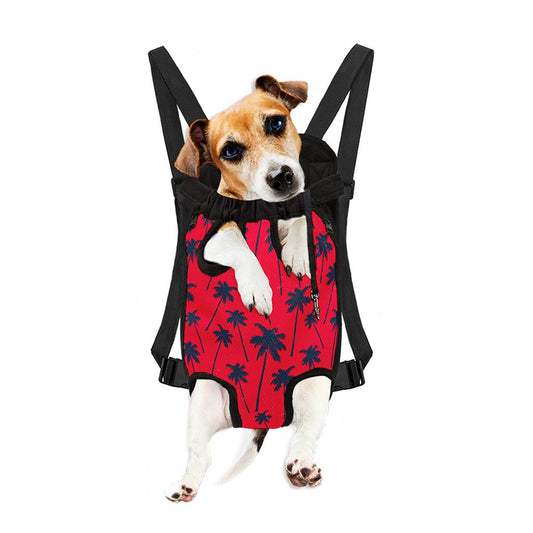 Black Red Palm Tree Pattern Print Pet Carrier Backpack