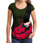 Black Red Palm Tree Pattern Print Pet Sling Carrier