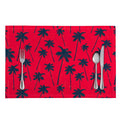 Black Red Palm Tree Pattern Print Placemat
