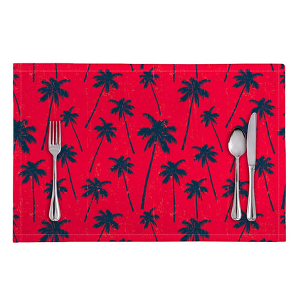 Black Red Palm Tree Pattern Print Placemat