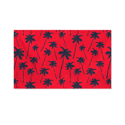 Black Red Palm Tree Pattern Print Polyester Flag