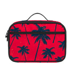 Black Red Palm Tree Pattern Print Portable Lunch Bag