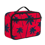 Black Red Palm Tree Pattern Print Portable Lunch Bag