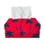 Black Red Palm Tree Pattern Print Rectangle Tissue Box Cover
