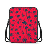 Black Red Palm Tree Pattern Print Rectangular Crossbody Bag