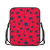 Black Red Palm Tree Pattern Print Rectangular Crossbody Bag