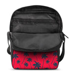 Black Red Palm Tree Pattern Print Rectangular Crossbody Bag