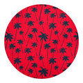 Black Red Palm Tree Pattern Print Round Blanket