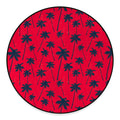 Black Red Palm Tree Pattern Print Round Floor Mat