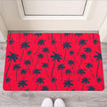 Black Red Palm Tree Pattern Print Rubber Doormat