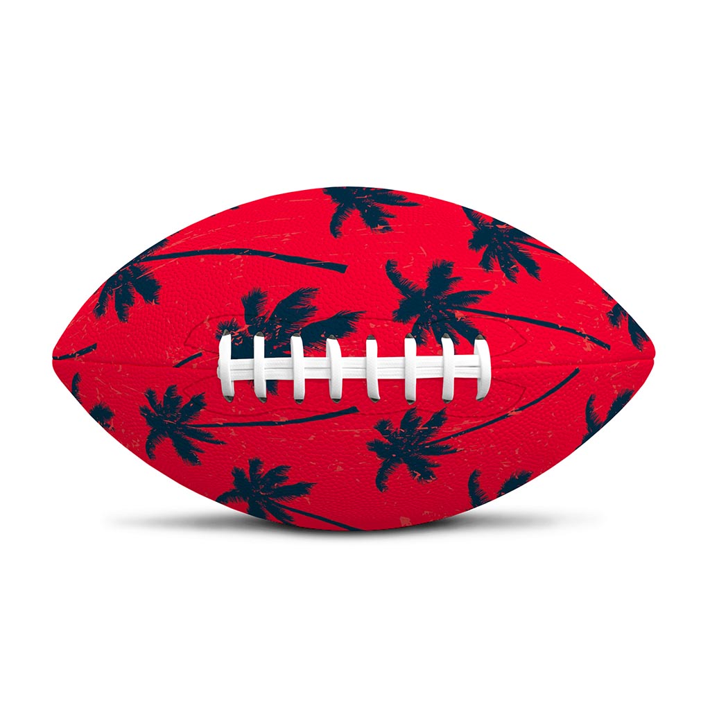 Black Red Palm Tree Pattern Print Rugby Ball