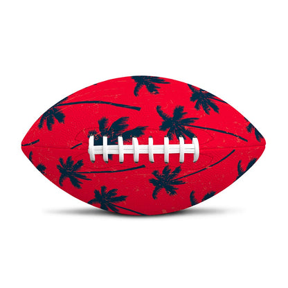 Black Red Palm Tree Pattern Print Rugby Ball