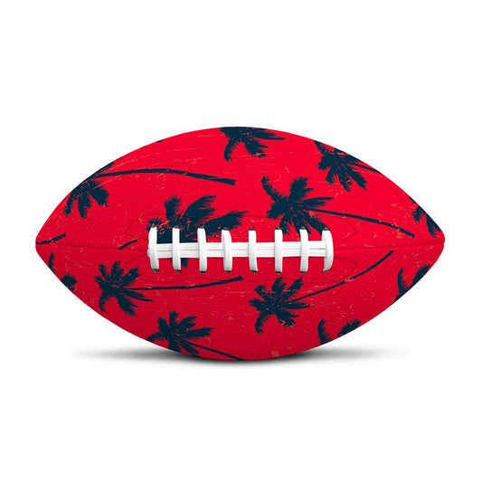 Black Red Palm Tree Pattern Print Rugby Ball