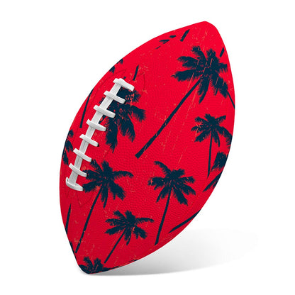 Black Red Palm Tree Pattern Print Rugby Ball