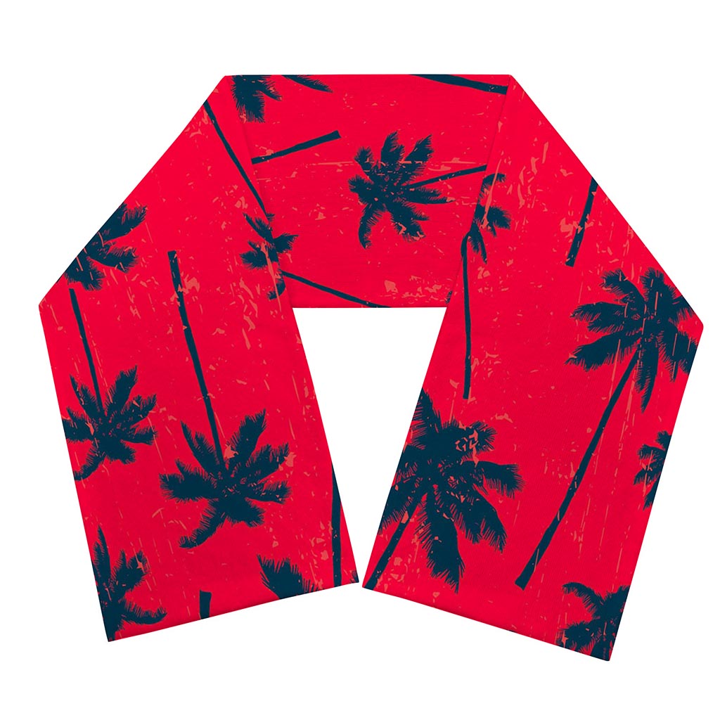 Black Red Palm Tree Pattern Print Scarf