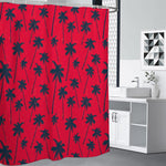 Black Red Palm Tree Pattern Print Shower Curtain