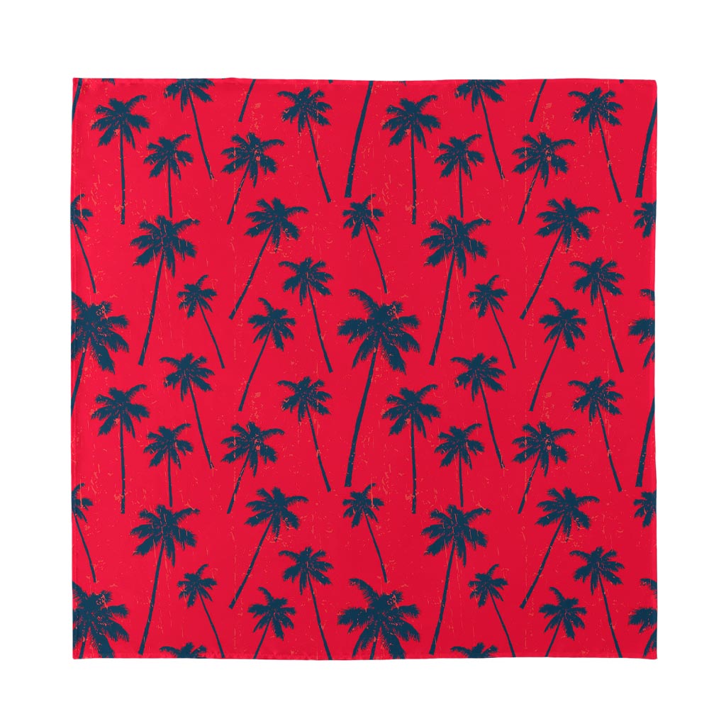 Black Red Palm Tree Pattern Print Silk Bandana
