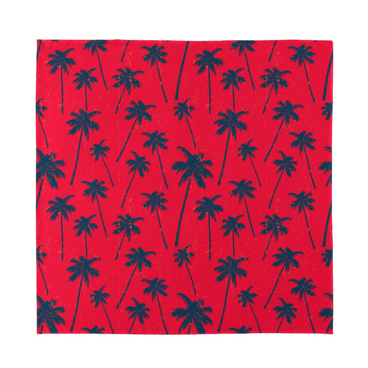 Black Red Palm Tree Pattern Print Silk Bandana