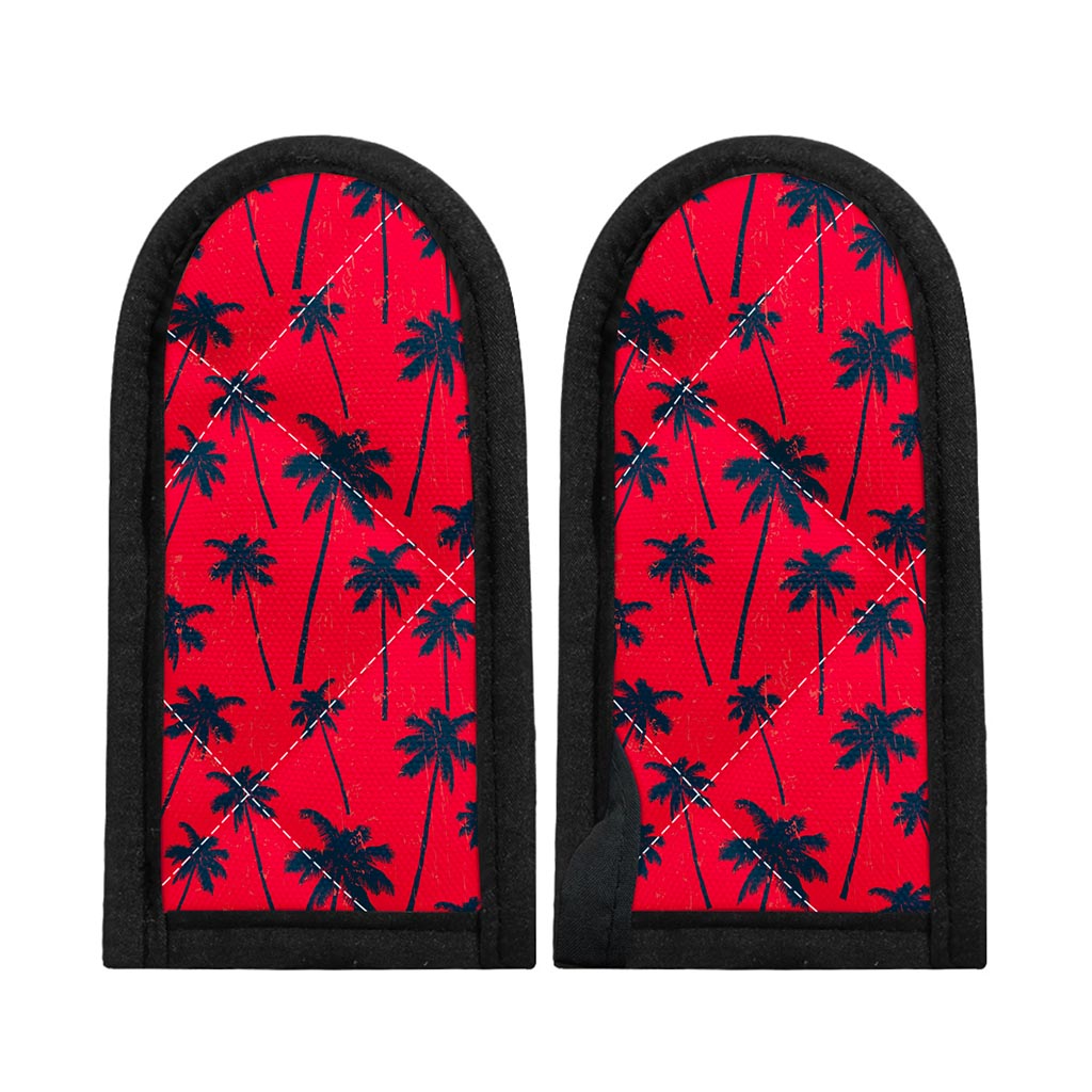 Black Red Palm Tree Pattern Print Skillet Handle Cover