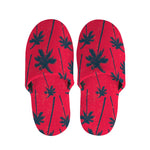 Black Red Palm Tree Pattern Print Slippers