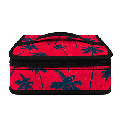 Black Red Palm Tree Pattern Print Small Lunch Bag