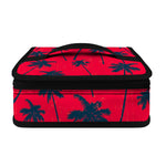 Black Red Palm Tree Pattern Print Small Lunch Bag