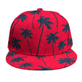 Black Red Palm Tree Pattern Print Snapback Cap