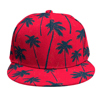 Black Red Palm Tree Pattern Print Snapback Cap