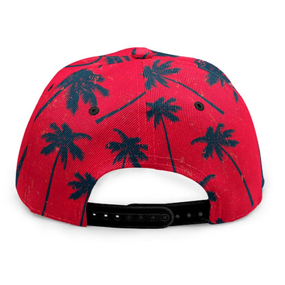 Black Red Palm Tree Pattern Print Snapback Cap