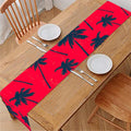 Black Red Palm Tree Pattern Print Table Runner