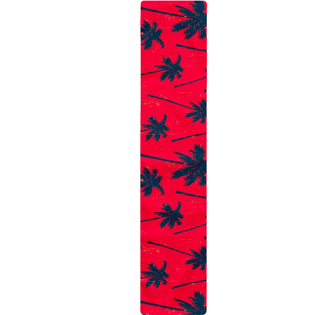 Black Red Palm Tree Pattern Print Table Runner