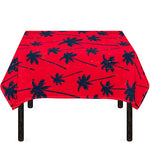 Black Red Palm Tree Pattern Print Tablecloth