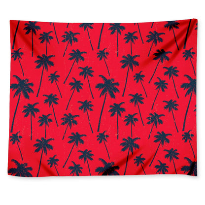 Black Red Palm Tree Pattern Print Tapestry