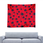 Black Red Palm Tree Pattern Print Tapestry
