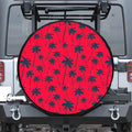 Black Red Palm Tree Pattern Print Tire Cover