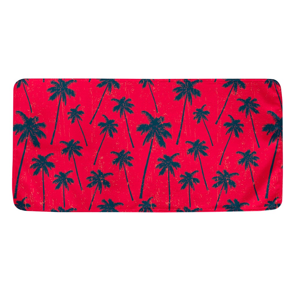 Black Red Palm Tree Pattern Print Towel