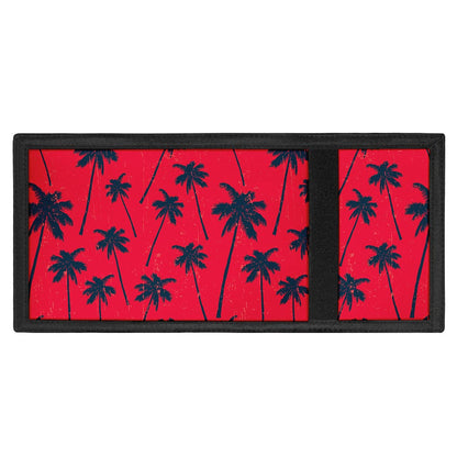 Black Red Palm Tree Pattern Print Trifold Wallet