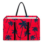 Black Red Palm Tree Pattern Print Utility Tote Bag