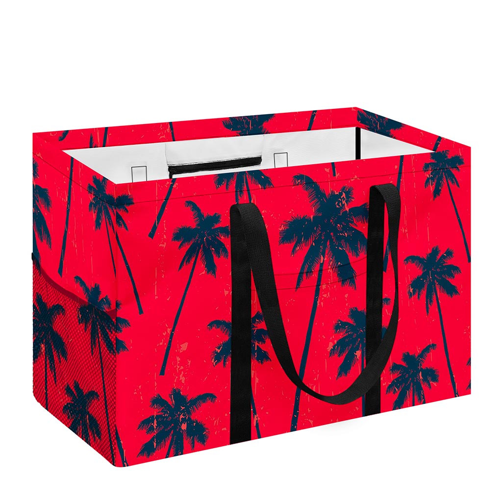 Black Red Palm Tree Pattern Print Utility Tote Bag
