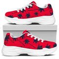 Black Red Palm Tree Pattern Print White Chunky Shoes