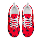 Black Red Palm Tree Pattern Print White Running Shoes