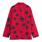 Black Red Palm Tree Pattern Print Women's Blazer