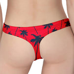 Black Red Palm Tree Pattern Print Women's Thong