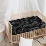 Black Rose Print Baby Crib Sheet